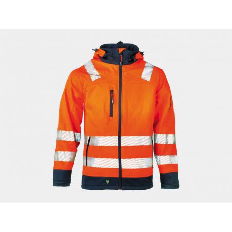 Veste softshell Gregor haute visibilité orange fluo/marine HEROCK