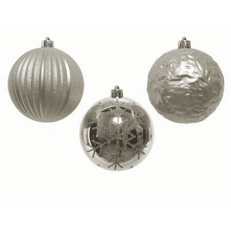 Kerstbal zilver 10 cm 3 stuks onbreekbaar
