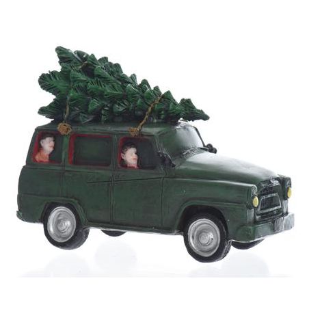 Kerstdorpdecoratie  auto met kerstboom