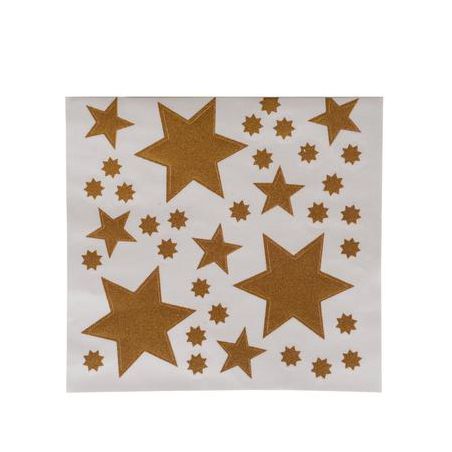 Stickers pour fenêtre étoiles dorées paillettes 31 X 32 cm