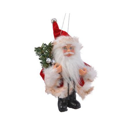 Hangornament kerstman rood jager met lantaarn staand 13 cm