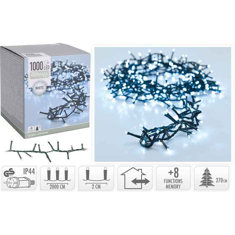 KERSTVERLICHTING MICROCLUSTER 1000 LED KOEL WIT